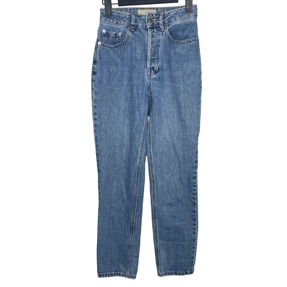 Everlane The Curvy 90s Cheeky Straight Jean Blue Organic Cotton Size 23 Regular